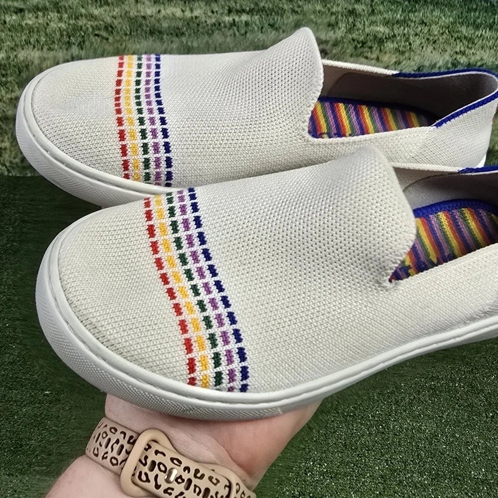 ROTHY'S | KIDS STRETCH KNIT CANVAS RAINBOW SLIP-ON SHOES